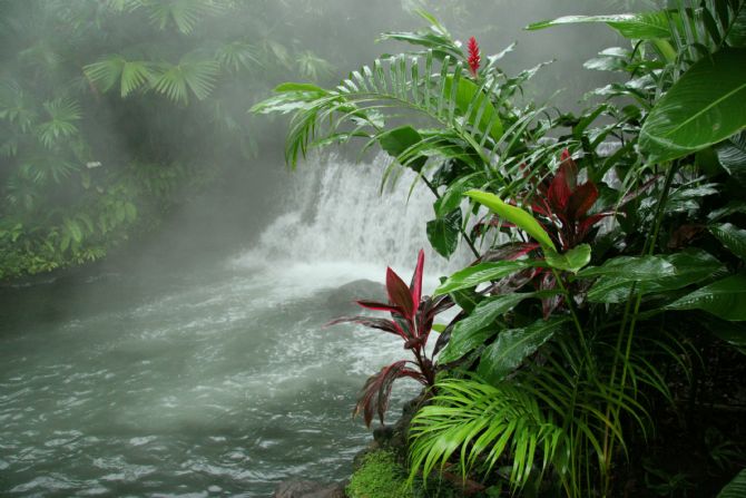 Catarata humeante en Tabacon Hot Springs