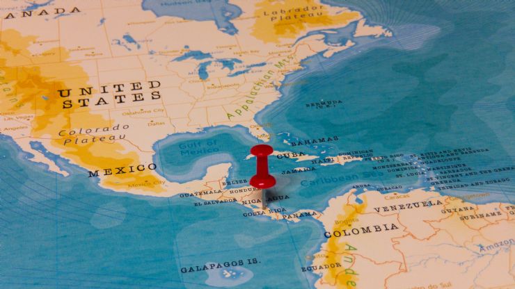 Mapa que muestra a Costa Rica en las Américas