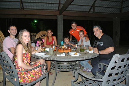 Javier having dinner with friends