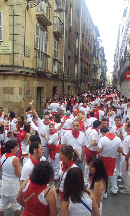 Javier running with bulls in Spain