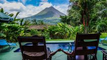 Room with private pool volcano view