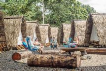 Socializing outside the Teepee Rooms